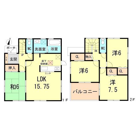Floor plan. 26,300,000 yen, 4LDK, Land area 175.21 sq m , Building area 95.58 sq m