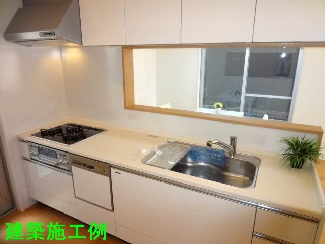 Kitchen. Second floor kitchen. Down Wall ・ Dish washing dryer with system Kitchen. Building Construction example. 