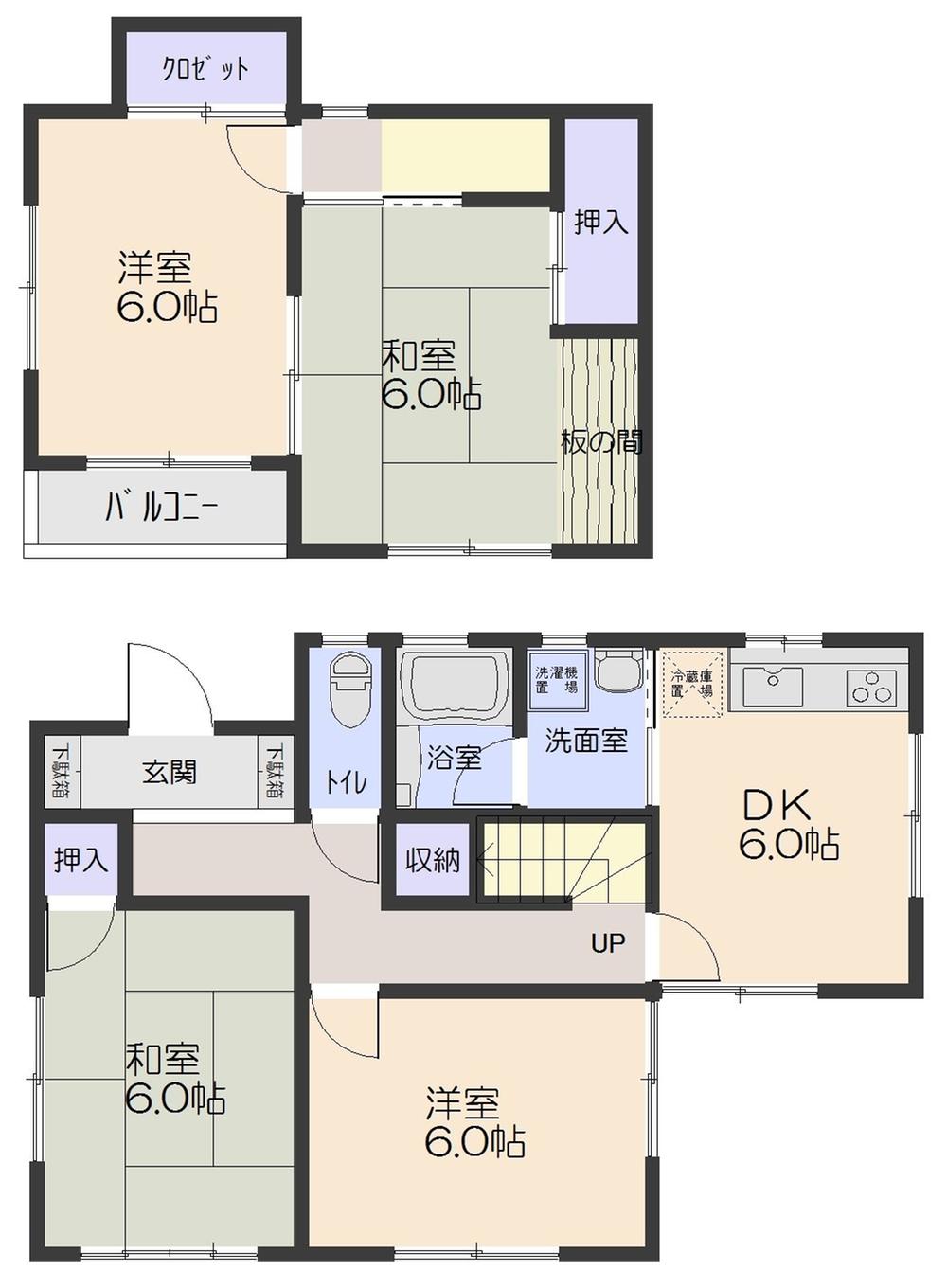 Floor plan. 7.8 million yen, 4DK, Land area 93.24 sq m , Building area 74.52 sq m