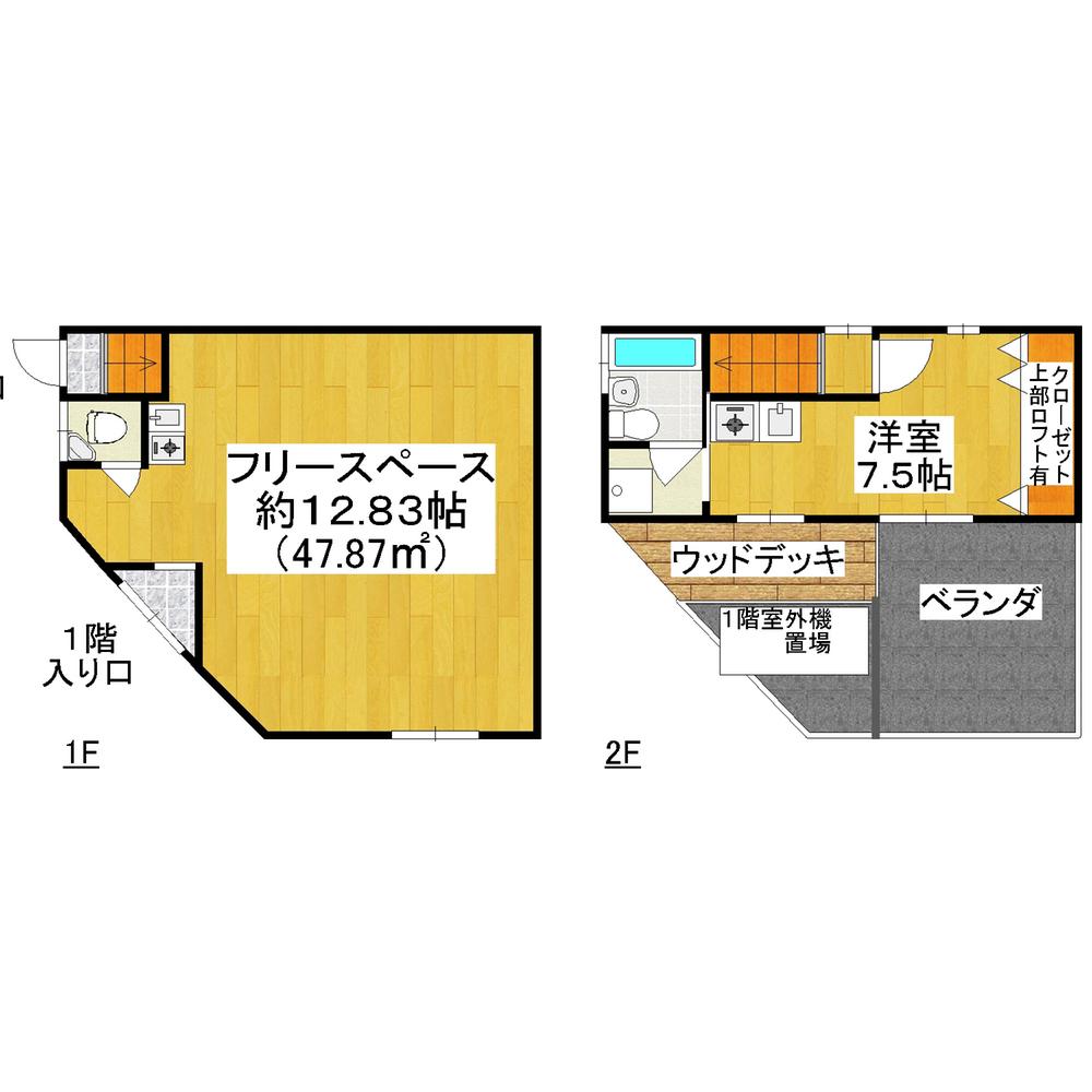 Floor plan. 15.8 million yen, 1DK, Land area 47.87 sq m , Building area 63.74 sq m