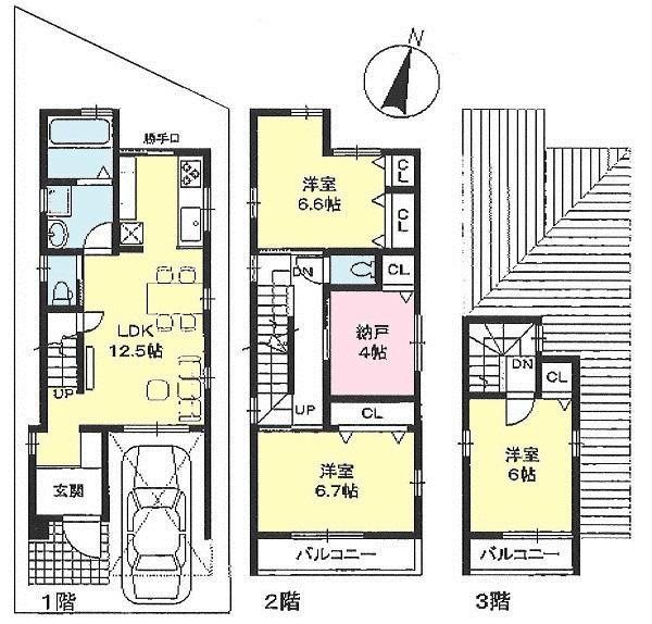 Floor plan. 33,800,000 yen, 3LDK + S (storeroom), Land area 72.59 sq m , Building area 100.47 sq m