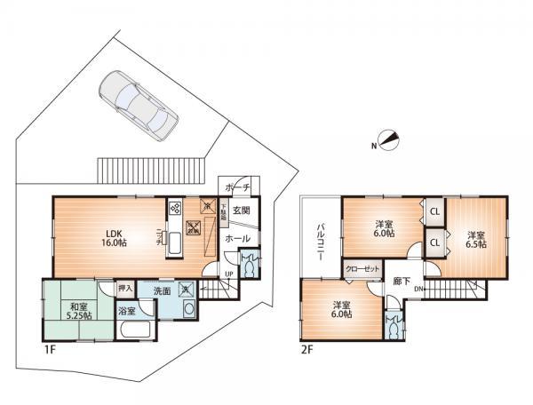 Floor plan. 30,800,000 yen, 4LDK, Land area 127.36 sq m , Building area 91.93 sq m