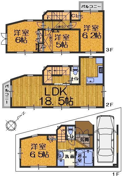 Floor plan. (D No. land), Price 34,800,000 yen, 4LDK, Land area 57.9 sq m , Building area 110.68 sq m
