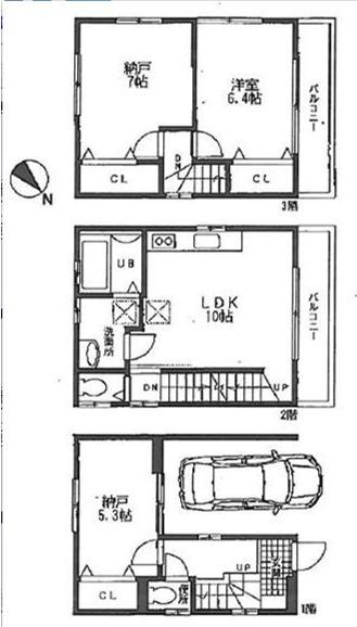 Floor plan. 23.8 million yen, 34LDK, Land area 39.79 sq m , Building area 83.53 sq m