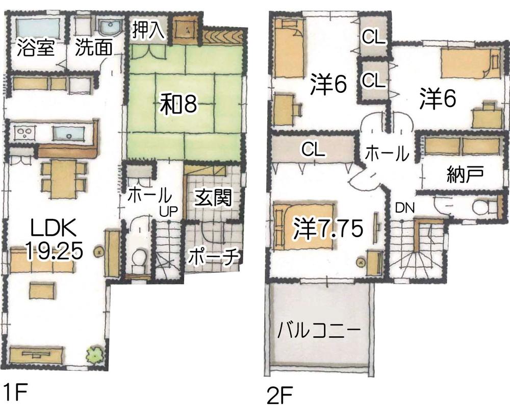 Building plan example (floor plan). Building plan example Building price 20,980,000 yen, Building area 117.37 sq m