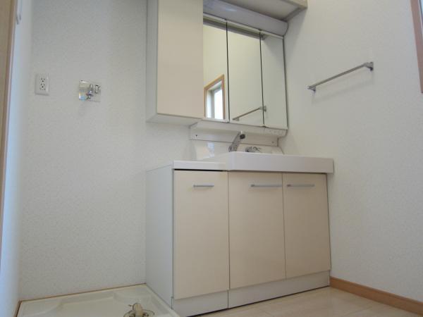 Wash basin, toilet. Wide vanity!