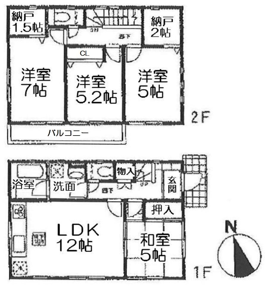 Floor plan. (1 Building), Price 35,800,000 yen, 4LDK+S, Land area 93.4 sq m , Building area 87.07 sq m