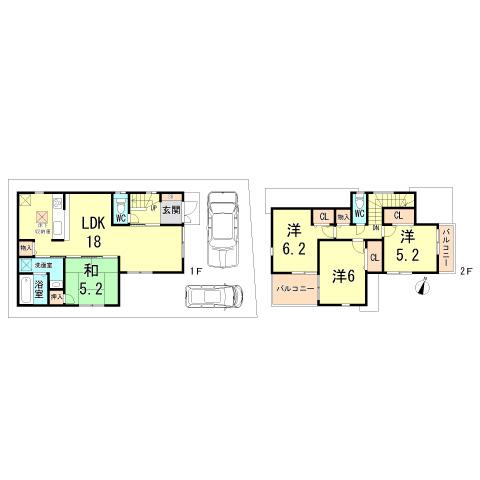 Floor plan. 26,300,000 yen, 4LDK, Land area 107.27 sq m , Building area 93.72 sq m