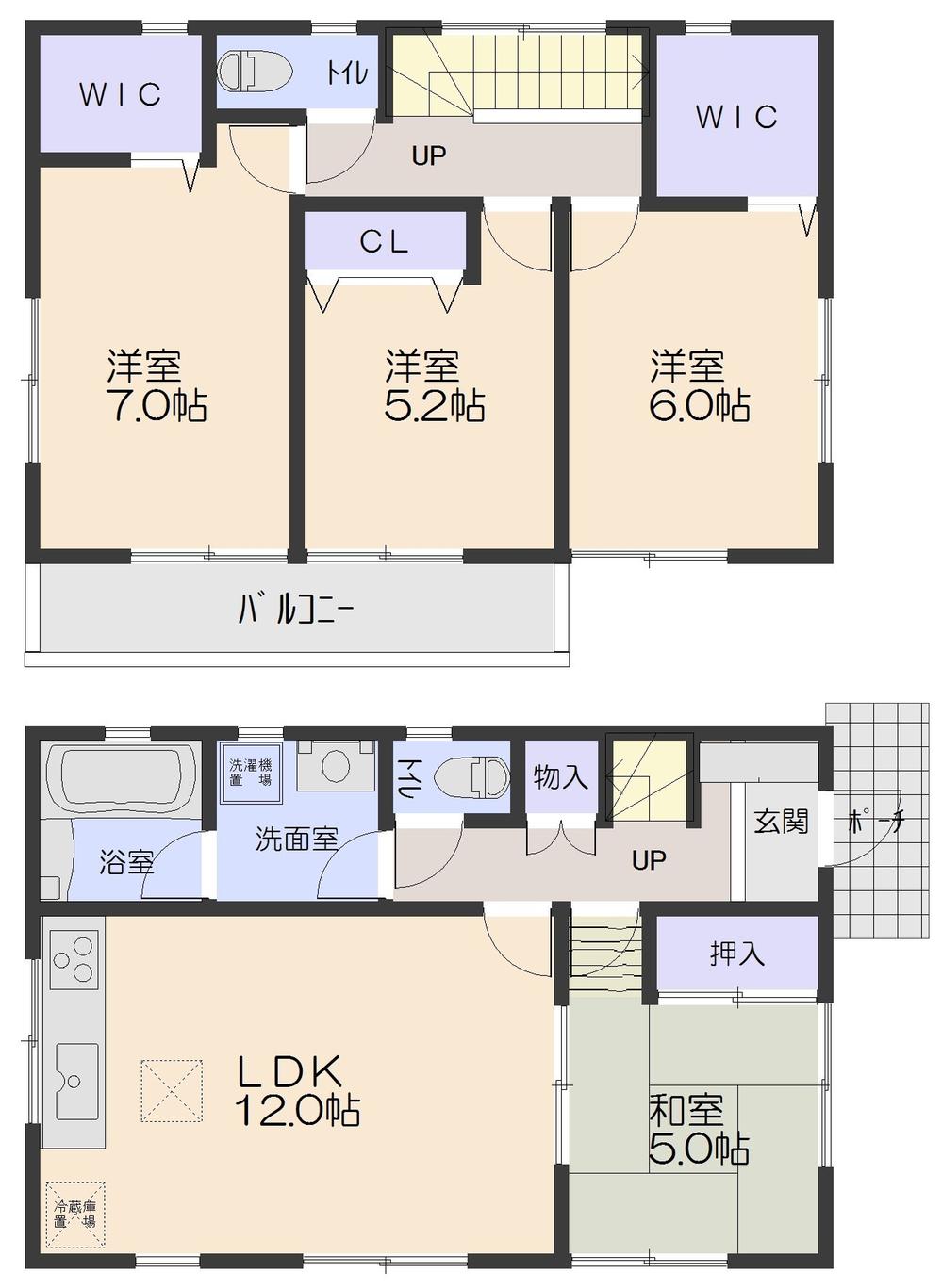 Floor plan. 35,800,000 yen, 4LDK, Land area 93.4 sq m , Building area 87.07 sq m