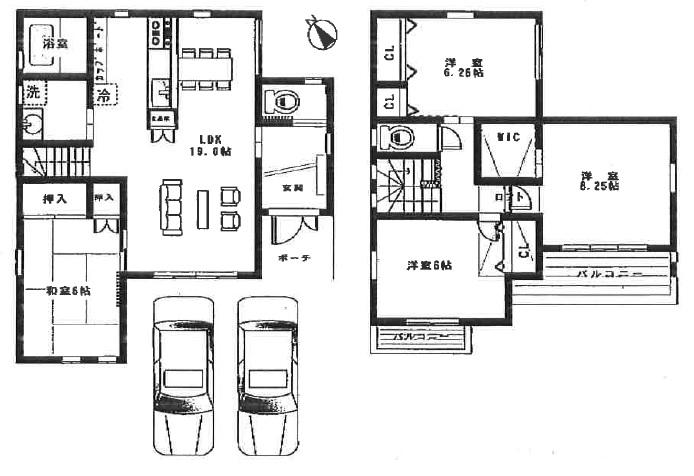 Floor plan. 43,800,000 yen, 4LDK, Land area 162.18 sq m , Building area 105.29 sq m parking two possible this breadth is attractive !!