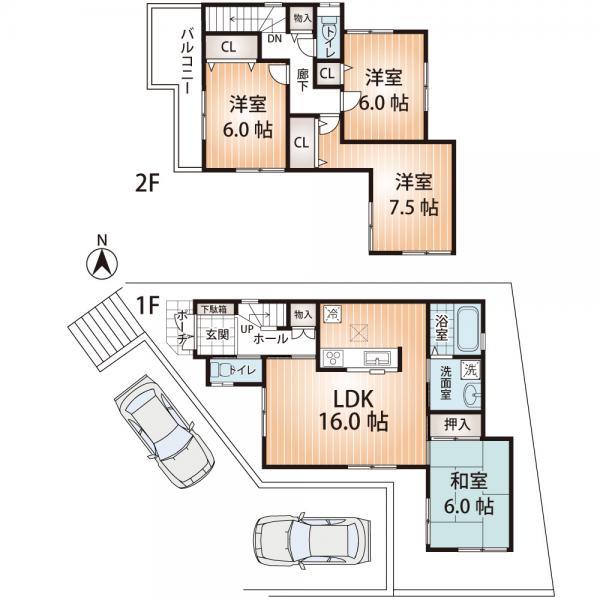 Floor plan. 25,800,000 yen, 4LDK, Land area 131.86 sq m , Building area 97.2 sq m