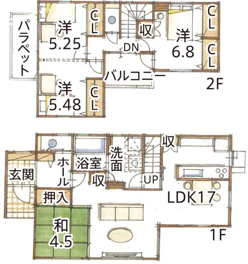 Other building plan example. Building plan example (No. 5 locations) Building price 17,510,000 yen, Building area 101.81 sq m