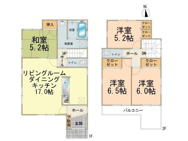Floor plan. 25,800,000 yen, 4LDK, Land area 121.33 sq m , Building area 94.36 sq m