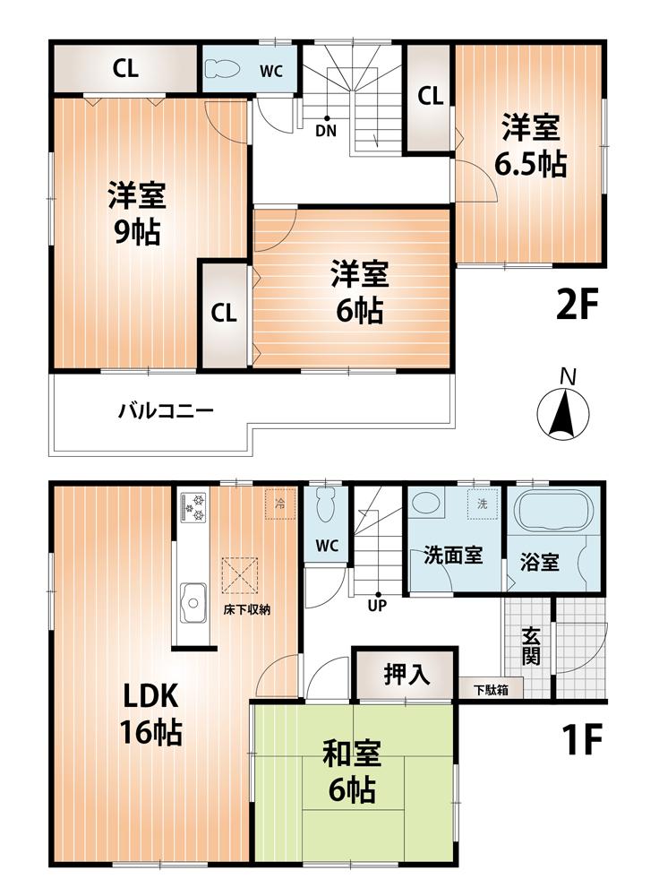 Floor plan. (No. 2 locations), Price 34,800,000 yen, 4LDK, Land area 127.46 sq m , Building area 104.33 sq m