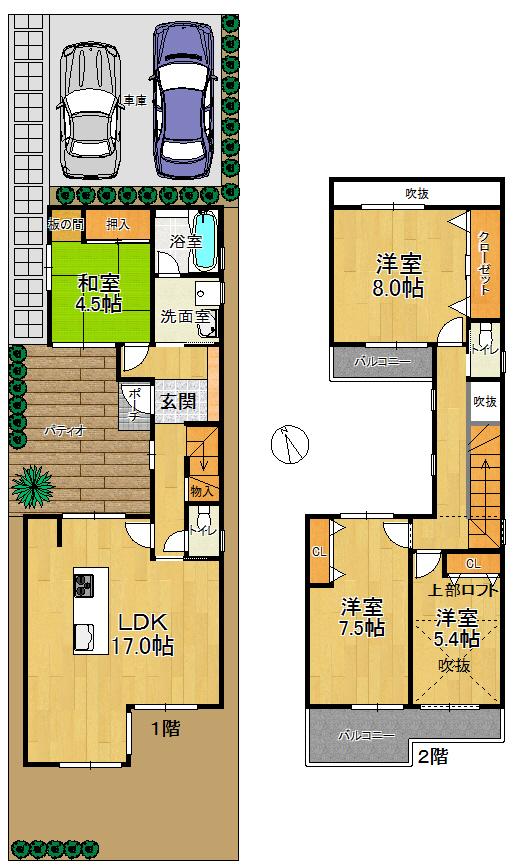 Floor plan. (East Building), Price 36 million yen, 4LDK, Land area 139.88 sq m , Building area 104.43 sq m