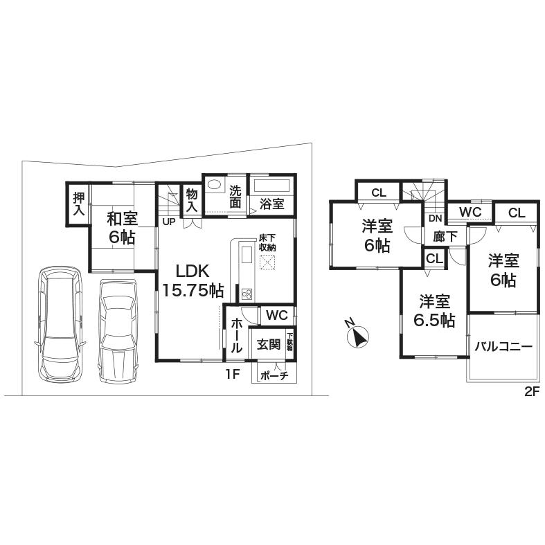 Floor plan. 24,800,000 yen, 4LDK, Land area 109.34 sq m , Building area 95.58 sq m