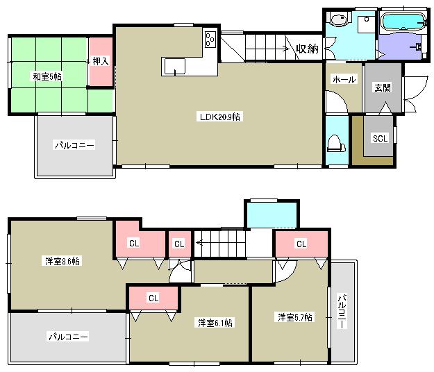 Floor plan. (No. 100 destination), Price 29,980,000 yen, 4LDK, Land area 144.73 sq m , Building area 106.32 sq m