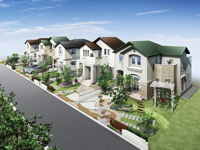 Building plan example (Perth ・ appearance). Cityscape Rendering (noon Jing)