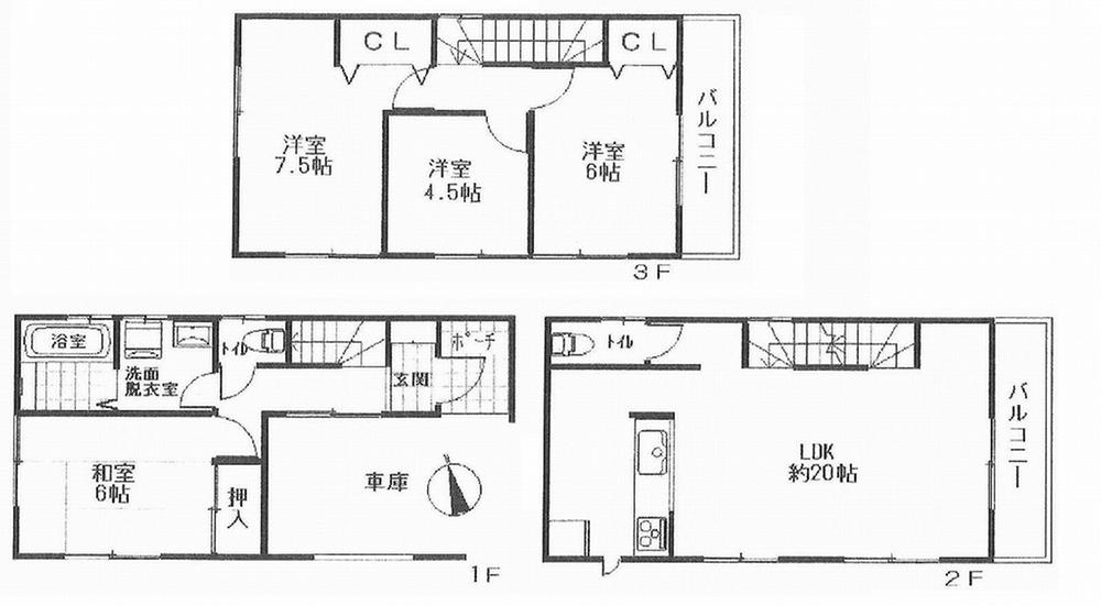 Floor plan. 29,800,000 yen, 4LDK, Land area 66.86 sq m , Floor plan with a focus on LDK of building area 116.17 sq m 20 Pledge Facing south in the day good!  Nearly flat and access good location to the nearest station