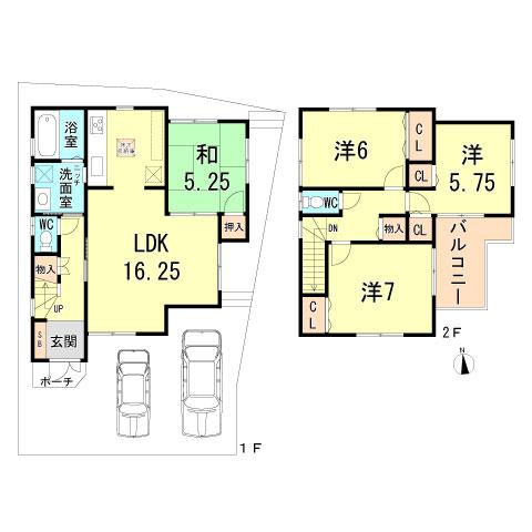 Floor plan. 26,300,000 yen, 4LDK, Land area 102.49 sq m , Building area 93.96 sq m