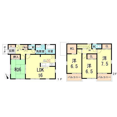 Floor plan. 28.5 million yen, 4LDK, Land area 130.59 sq m , Building area 98.01 sq m