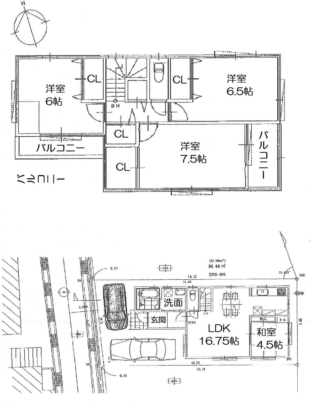 Floor plan. 31,900,000 yen, 4LDK, Land area 96.44 sq m , Center and it was has led the newly built single-family living and Japanese-style room of 4LDK the LDK of building area 97.71 sq m 16.7 Pledge, It has become a floor plan with a sense of openness.