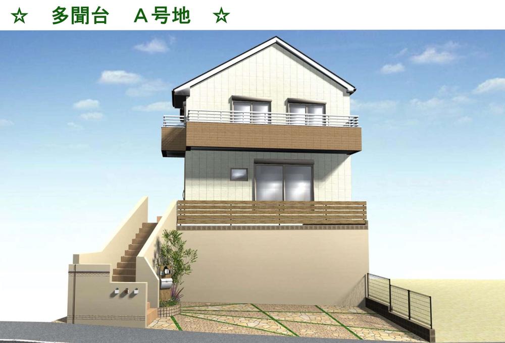 Rendering (appearance). A No. land prospective view ※ Currently intensively under construction ■ land / 128.42 sq m (38.84 square meters) ■ building / 103.75 sq m (31.38 square meters)