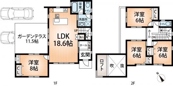 Floor plan. 48 million yen, 4LDK, Land area 171.32 sq m , Building area 104.96 sq m