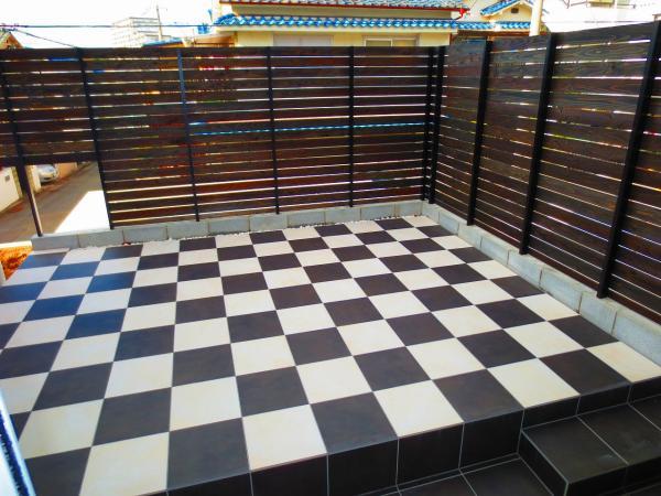 Garden. Spacious design terrace