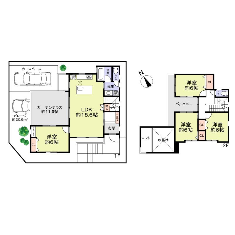 Floor plan. 48 million yen, 4LDK, Land area 171.32 sq m , Building area 104.96 sq m