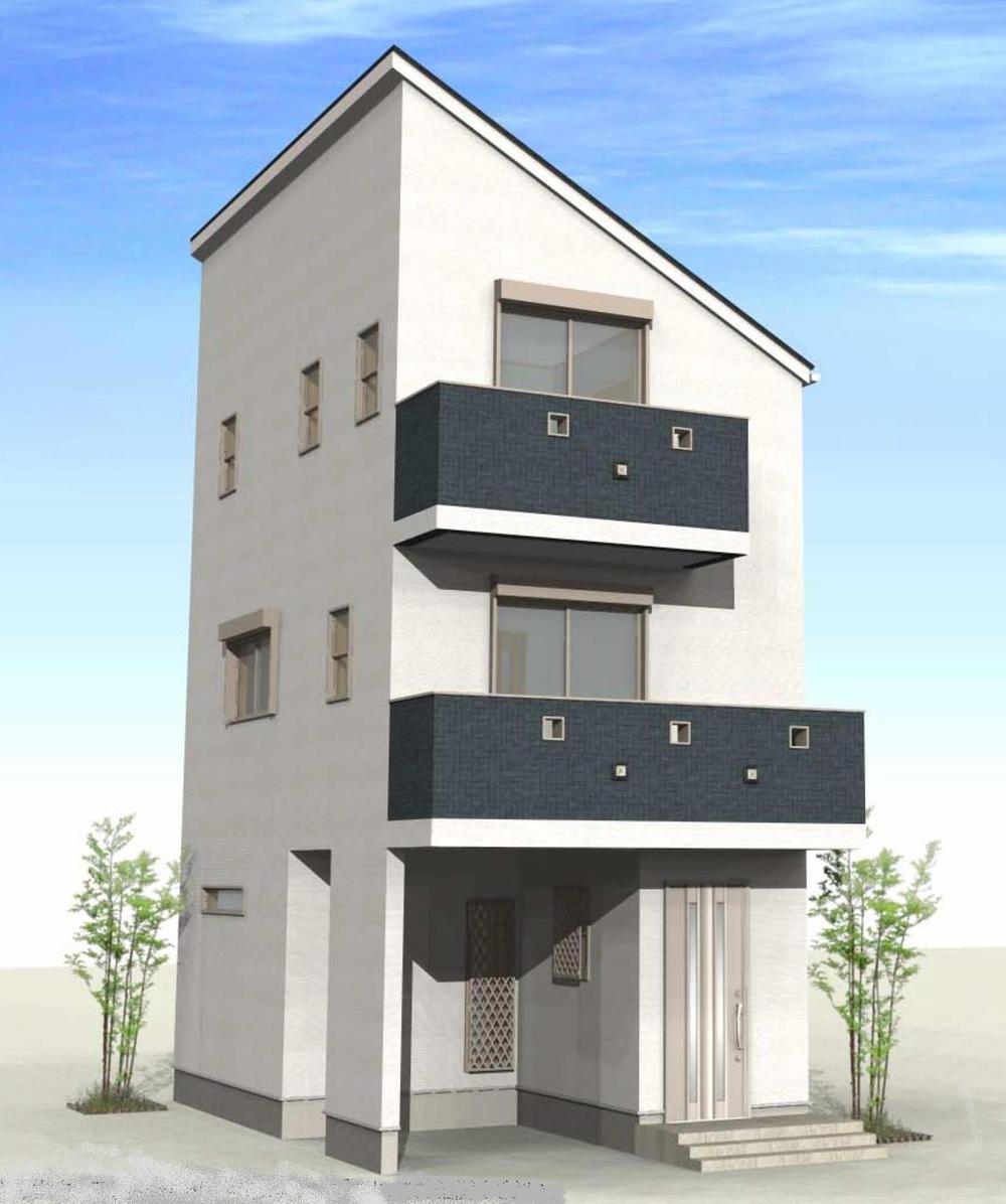 Rendering (appearance). Wooden three-story house