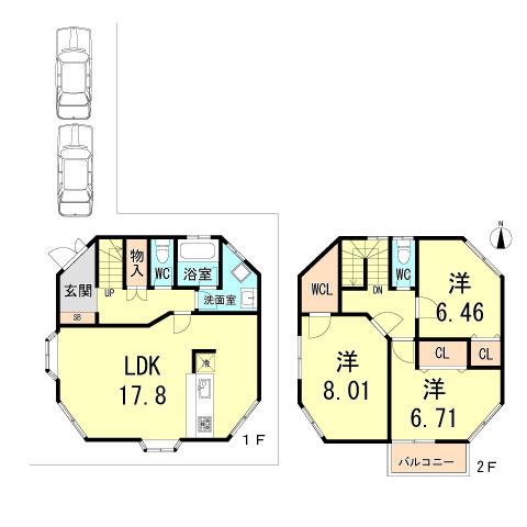 Floor plan. 19 million yen, 3LDK, Land area 126.2 sq m , Building area 98.54 sq m