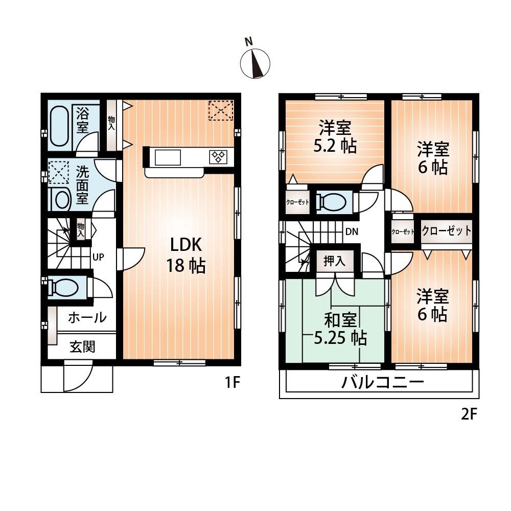 Floor plan. 32,800,000 yen, 4LDK, Land area 111.63 sq m , Calm warm family that looks from the building area 94.76 sq m counter kitchen. . 