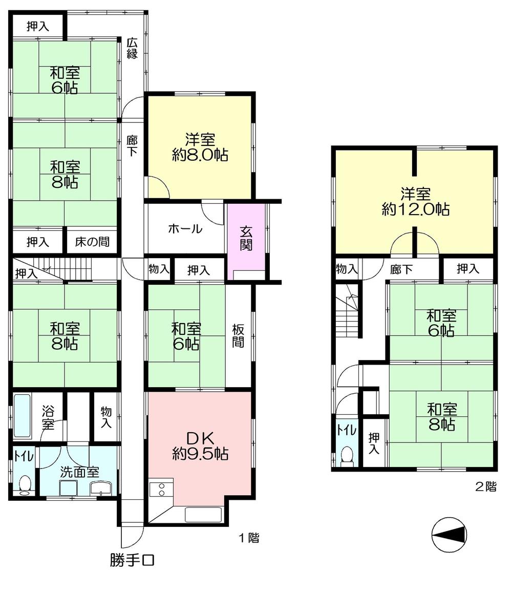 Floor plan. 15.5 million yen, 8DK, Land area 330 sq m , Building area 222.89 sq m