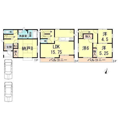 Floor plan. 41,500,000 yen, 3LDK+S, Land area 86.01 sq m , Building area 105.87 sq m