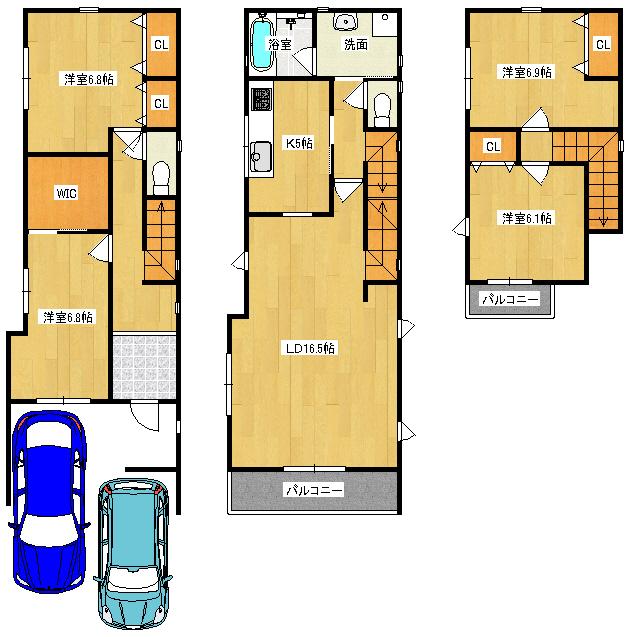 Floor plan. 46,300,000 yen, 4LDK + S (storeroom), Land area 90.04 sq m , Building area 134.95 sq m   ◆ Floor plan