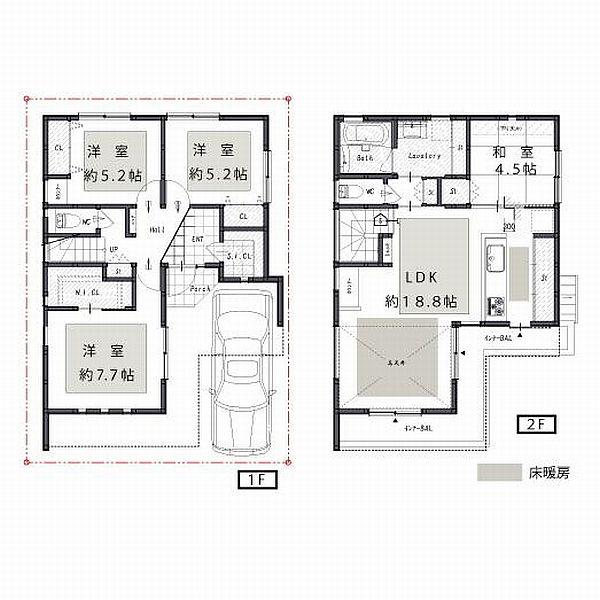 Floor plan. 42,800,000 yen, 4LDK + S (storeroom), Land area 90.04 sq m , Building area 99.42 sq m floor plan