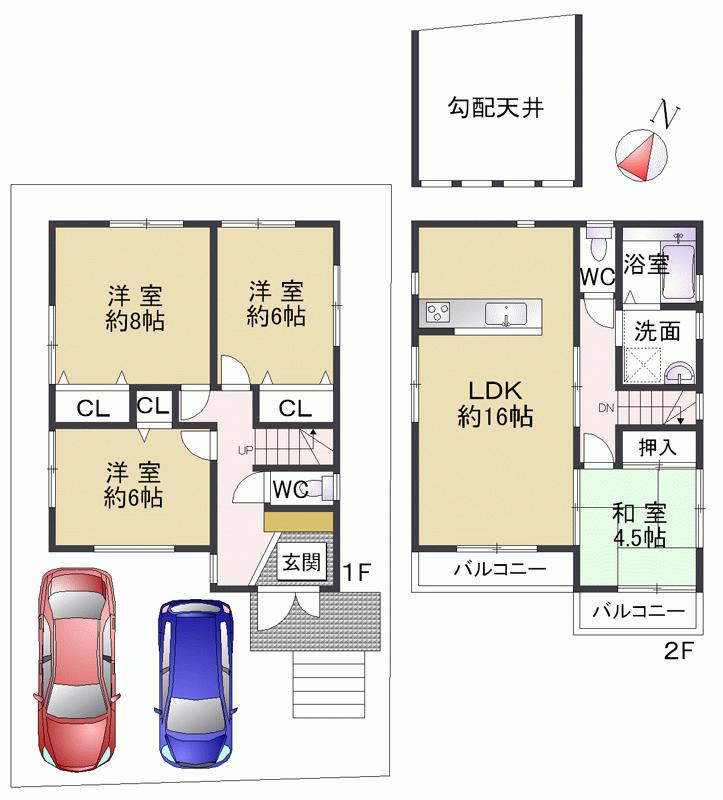 Floor plan. 42,800,000 yen, 4LDK, Land area 120.2 sq m , Building area 95.58 sq m