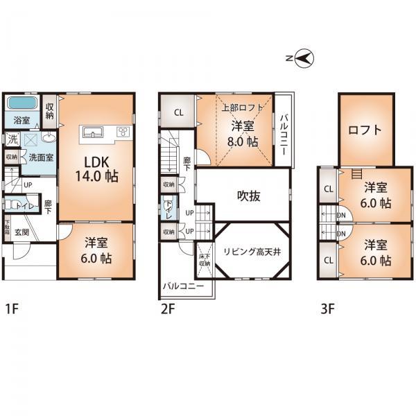 Floor plan. 52,800,000 yen, 4LDK, Land area 105.08 sq m , Building area 115.74 sq m ■ Mato drawings ■ Living the top has to have a feeling of opening a high ceiling. Atrium is also attractive.
