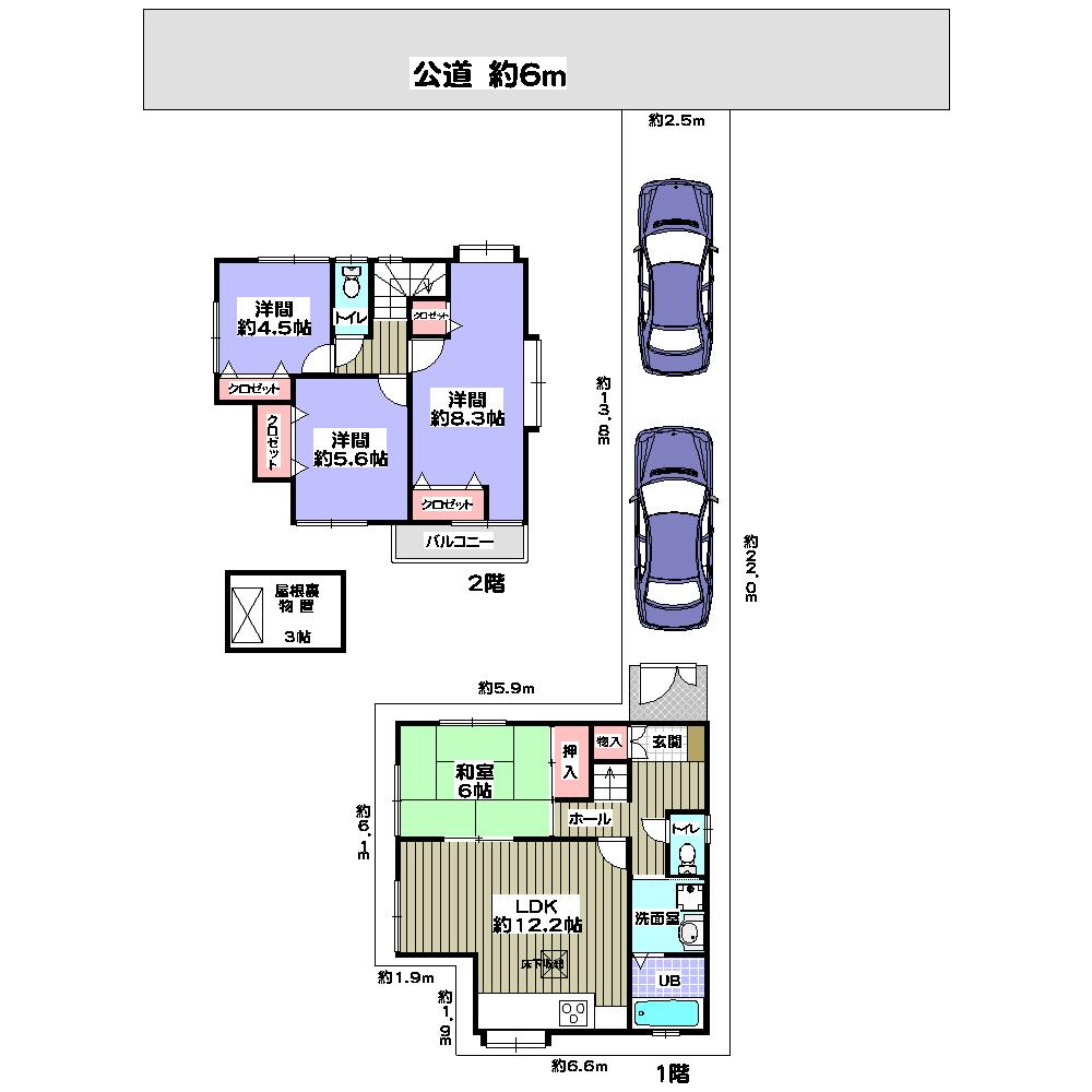 Floor plan. 45,800,000 yen, 4LDK, Land area 100.36 sq m , Building area 87.12 sq m