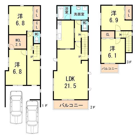 Floor plan. 46,300,000 yen, 4LDK, Land area 90.04 sq m , Building area 134.95 sq m