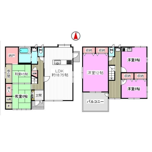 Floor plan. 43,800,000 yen, 5LDK, Land area 175.47 sq m , Building area 138.08 sq m