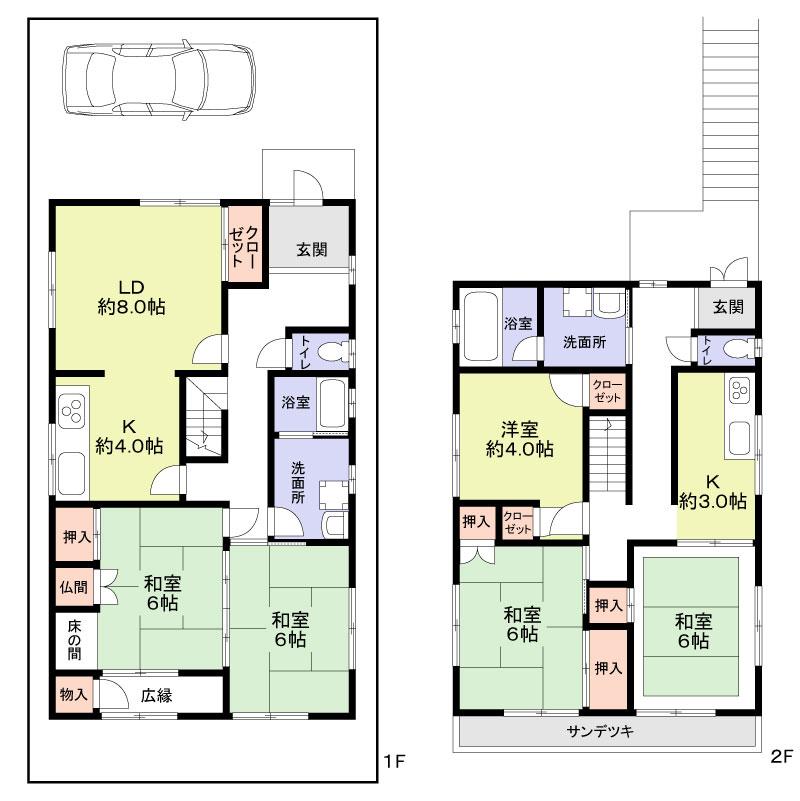 Floor plan. 37,800,000 yen, 5LDKK, Land area 134.67 sq m , Building area 118.85 sq m