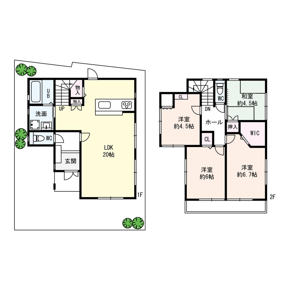 Compartment view + building plan example. Building plan example, Land price 31,050,000 yen, Land area 122.97 sq m , Building price 15,750,000 yen, Building area 100 sq m building plan example building price 15,750,000 yen, Building area 100 sq m