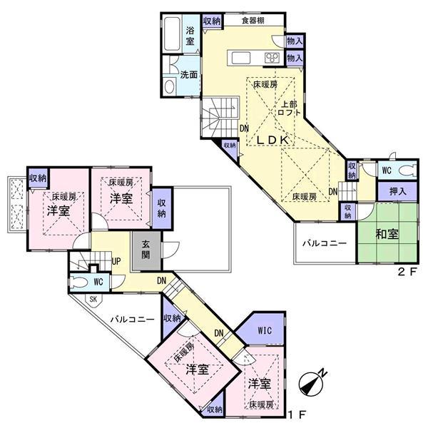 Floor plan. 59,800,000 yen, 5LDK, Land area 158.78 sq m , Building area 113.9 sq m