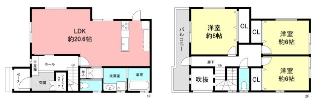 Floor plan. 45 million yen, 3LDK, Land area 118.87 sq m , Building area 106.82 sq m Floor