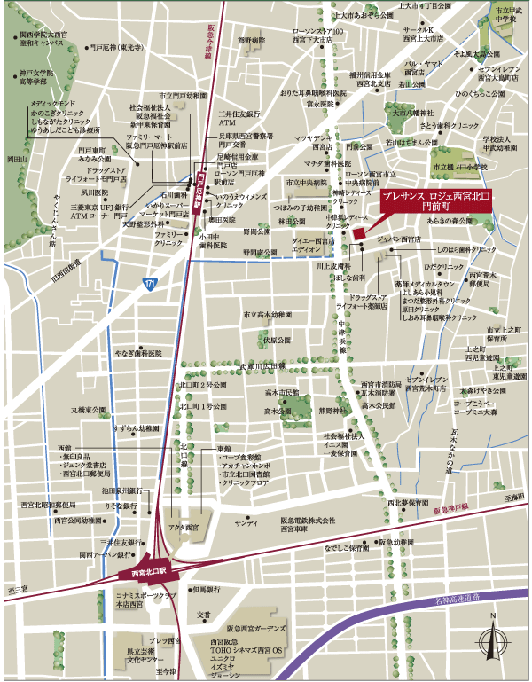 Surrounding environment. Local guide map