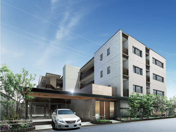 Features of the building.  [appearance] Town that combines friendliness with a mansion district, Koshienguchi. Simple and elegant appearance of harmony to the streets. Simple and modern design will create a new scenic beauty to the city (Rendering)