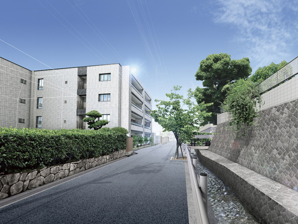 Buildings and facilities. Low-rise 4-story born in the water and the green of the moisture overflowing town. Without coming tired even continue to live forever, Affection and pride is going to increase in reverse, This elegant design (appearance Rendering diagram and the peripheral illustrations)