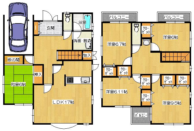 Floor plan. 24 million yen, 5LDK, Land area 129.14 sq m , Building area 147.19 sq m